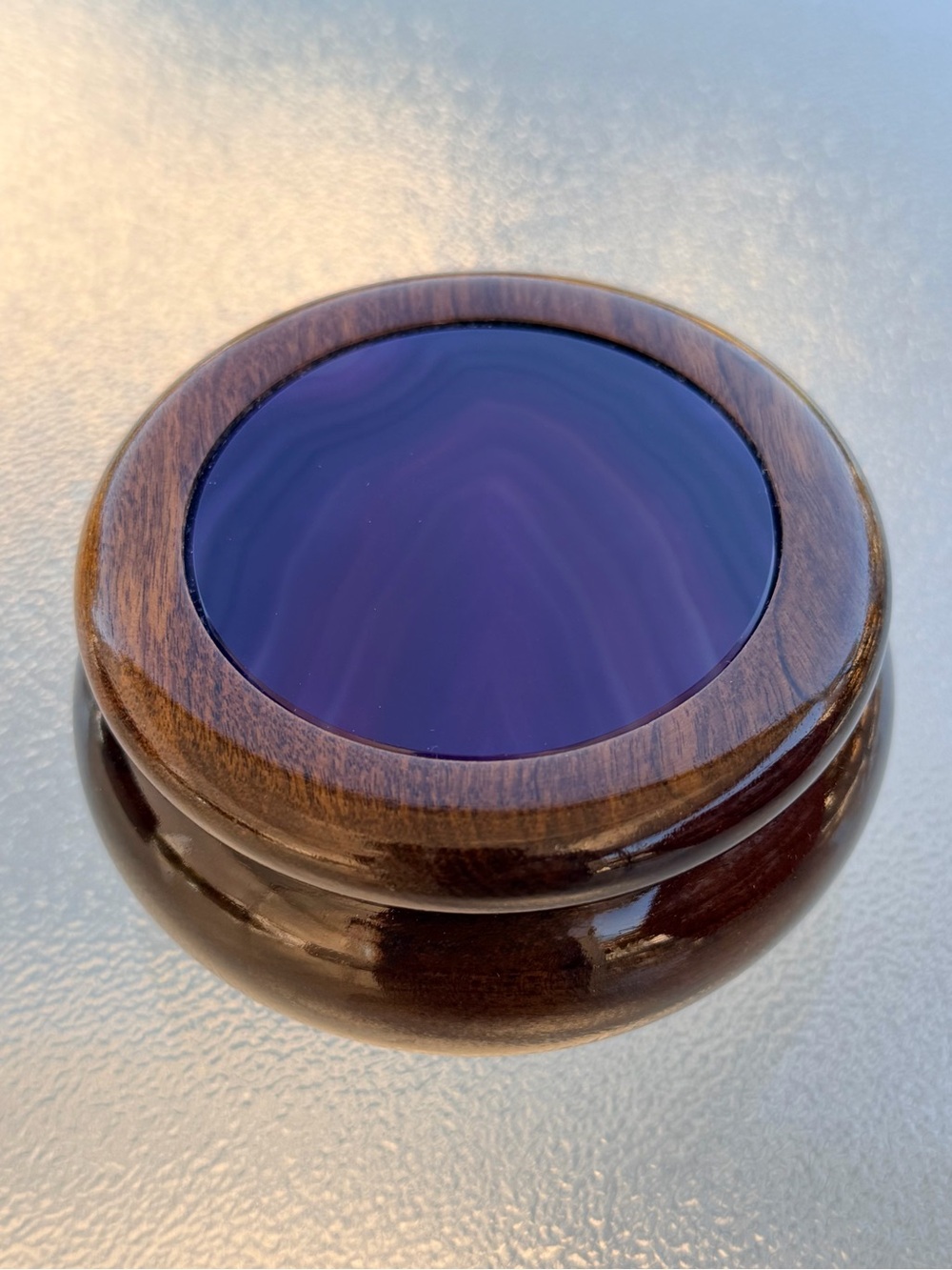 Woodstones Brazilian Purple Agate and Wood Jewelry Box Trinket Box Handcrafted